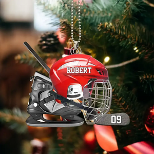 Personalized Hockey Helmet Shaped Ornament β Gift For Hockey Lovers
