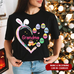 Personalized Easter Heart With Grandkids Bunny Pure Cotton T-Shirt