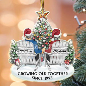 Couple Growing Old Together Since - Personalized Christmas Couple Acrylic Ornament