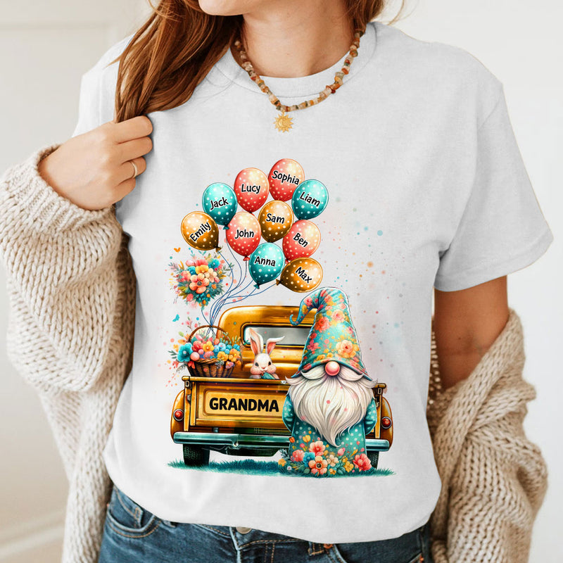 Personalized Cute Easter Grandma Balloon Pure Cotton T-shirt