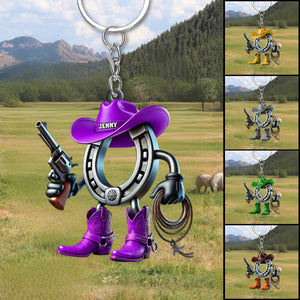 Personalized Custom Name Cowboy Cowgirl Keychain