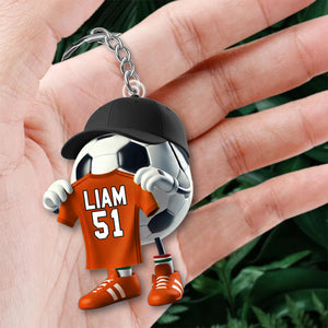 Custom Name Soccer Keychain, Soccer Lover Personalized Gift