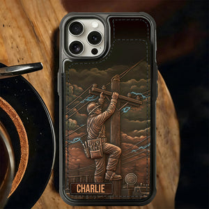 Strongest Lineman - Custom Name Personalized Flip Wallet Phone Case, Gift For Lineman