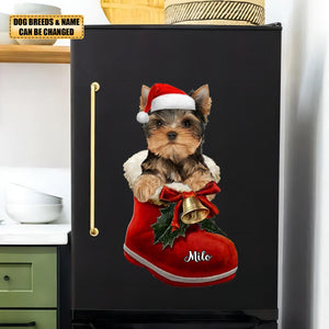 Personalized Dog in Santa Boot Christmas Decal