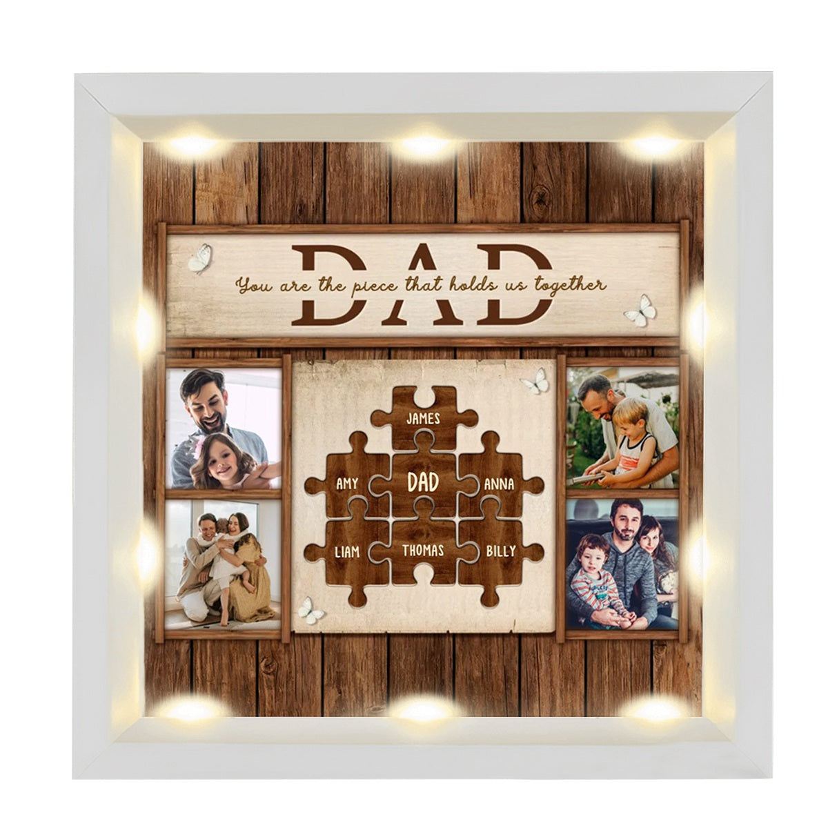 Personalized Light Shadow Box - You Are The Piece That Holds Us Together Gift For Dad