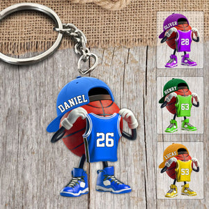 Custom Name Basketball Personalized Acrylic Keychain Gift For Basketball Lover
