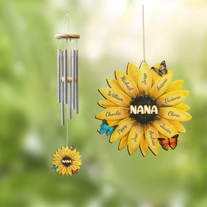 Personalized Mom Grandma Family Sunflower Wind Chimes