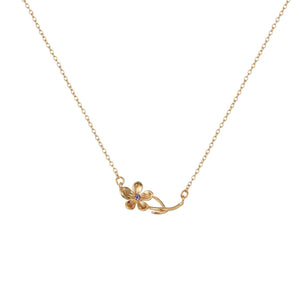 Birth Flower Necklace - Dainty Horizontal Flower Charm
