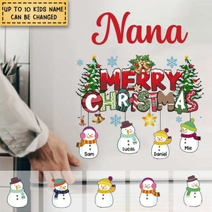 Merry Christmas Custom Snowman Kids Personalized Decal/Sticker For Grandma