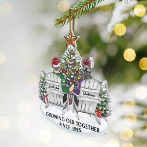 Couple Growing Old Together Since - Personalized Christmas Couple Acrylic Ornament