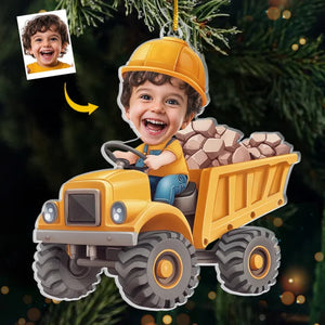 Professional Plane, Truck&Car Driver Kids Personalized Photo Christmas Acrylic Ornament