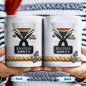 Celebrate Our Navy Heroes With Custom Navy Uniform And Anchor Design, Personalized Custom Coffee Mug