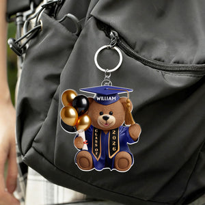 Cute Graduation Bear - Personalized Acrylic Keychain