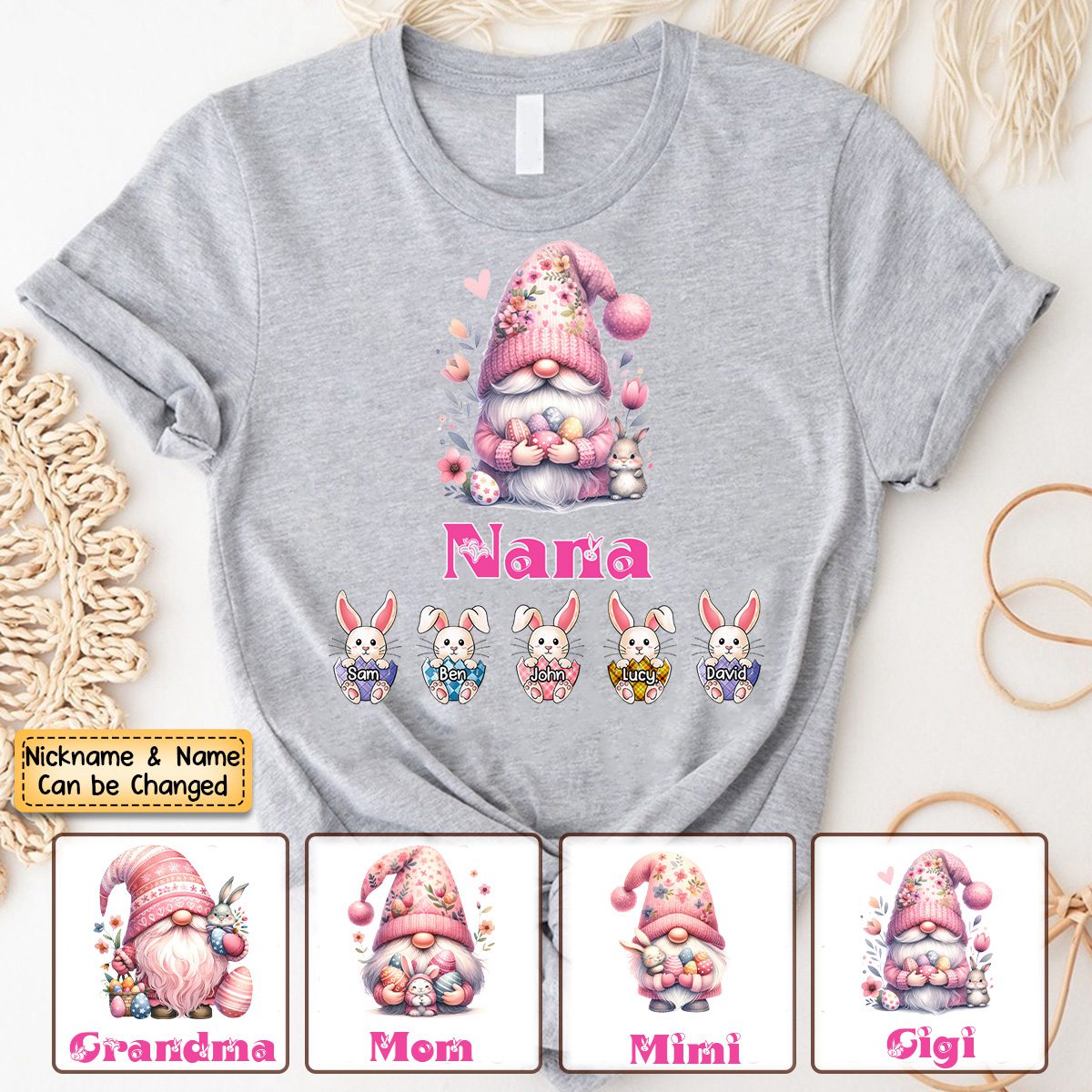 Personalized Little Bunnies Easter Day Pure Cotton T-Shirt