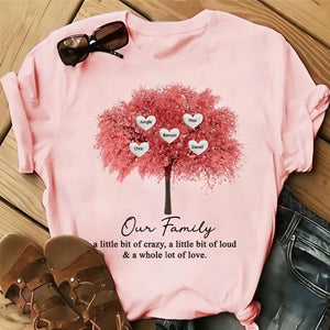 Personalized Family Tree Of Life With Heart Names Pure Cotton T-Shirt