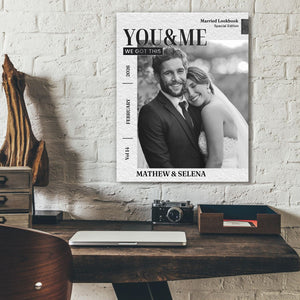 You and Me Personalized Wedding Magazine Canvas Print for Couple