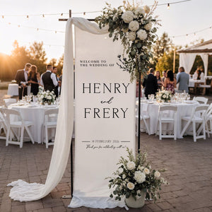 Custom Fabric Wedding Welcome Sign β’ Modern Wedding Sign β’ Wedding Banner β’ Personalized Wedding Decor β’ Engagement Party Sign