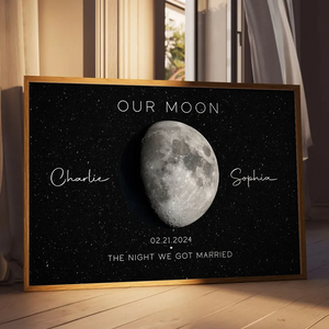 Our Moon Couple Gift Moon Phase Art Anniversary for Wife, Gift for Husband Personalized Canvas Poster