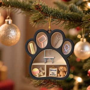 Dog Groomer Paw And Grooming Tools Ornament,Custom Acrylic Ornament,Gift For Dog Groomers