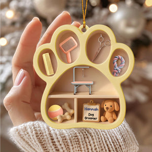 Dog Groomer Paw And Grooming Tools Ornament,Custom Acrylic Ornament,Gift For Dog Groomers