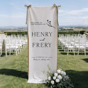 Custom Fabric Wedding Welcome Sign β’ Modern Wedding Sign β’ Wedding Banner β’ Personalized Wedding Decor β’ Engagement Party Sign