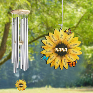 Personalized Mom Grandma Family Sunflower Wind Chimes