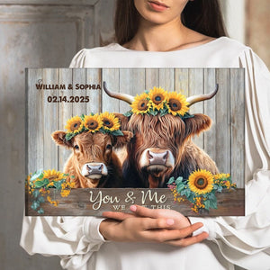 Personalized Couples Gifts Rustic Farmhouse Decor Highland Cows Canvas