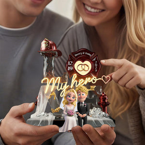 Firefighter Wedding Couple - Personalized Acrylic Plaque Gifts For Husband, Wife