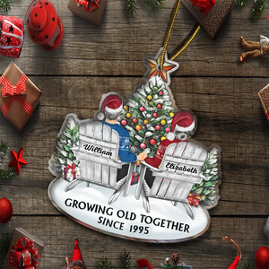 Couple Growing Old Together Since - Personalized Christmas Couple Acrylic Ornament