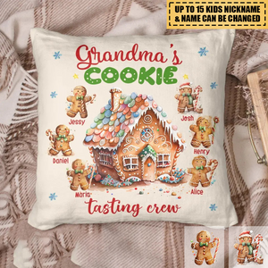 Grandma's Cookie Tasting Crew Personalized Custom Pillow Christmas Gift For Grandma Family Members