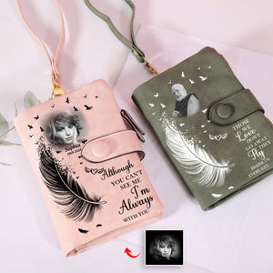 Personalized Memorial Wings Photo Leather Wallet Card Holder