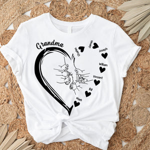 Personalized Mama And Kid Hands Heart Pure cotton T-shirt