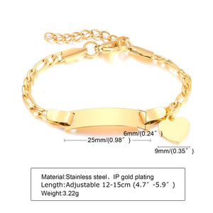 Personalized Kid Adjustable Heart Bracelet