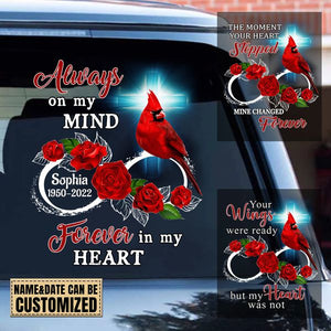 Personalized Family Loss Cardinal Rose Infinite Love Memorial Decal