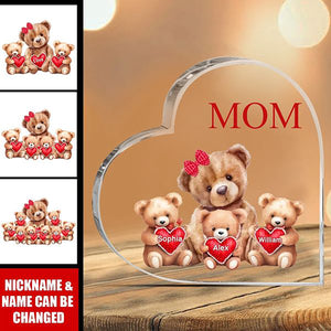 Personalized Mama Bear With Little Kids Acrylic Plaque