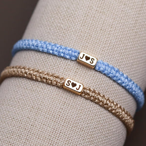 Personalized Initials Engraved Bracelet with Heart Matching Jewelry Gift for Couples
