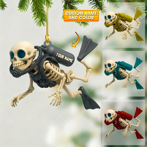 Personalized Skull Diving Christmas Acrylic Ornament
