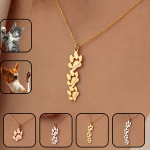 Paw Print Name Necklace Personalized Pet Paw Pendant For Pet Lovers