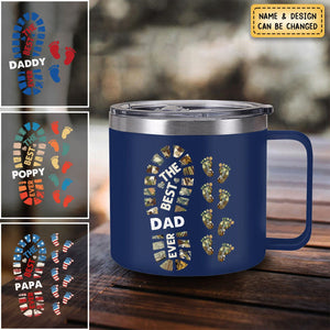 Personalized Gift For Dad Foot Print 14oz Stainless Steel Tumbler With Handle