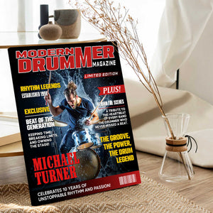 Personalized Modern Drummer Magazine Cover Poster, Cool Gift For Music Lover, Drummer Gift