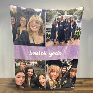 Personalized Photo Blanket with Text - Family Memorial Anniversary Couples Gift