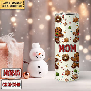 Christmas Biscuit Grandkids Personalized Tumbler Gift for Grandmas Moms Autnies