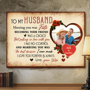 Meeting You Was Fate With Roses And Heart, Classic Personalized Poster, Gift For Husband, Wife