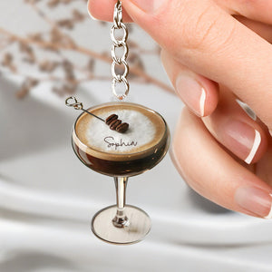 Personalized Espresso Martini Keychain,Cocktail Lover Gift