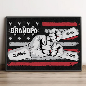 Fist Bump Nation Flag Personalized Poster, Father's Day Gift For Dad Grandpa Husband