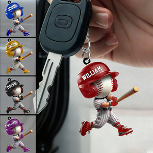 Adorable Baseball Player Personalized Acrylic Keychain For Baseball Lovers