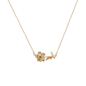 Birth Flower Necklace - Dainty Horizontal Flower Charm