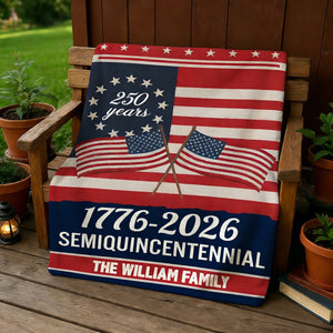 Custom Family Name Semiquincentennial 250th Anniversary Patriotic Blanket