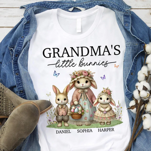 Vintage Grandma Bunny Easter Personalized Pure Cotton T-Shirt