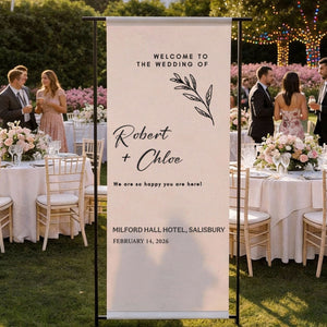 Custom Fabric Wedding Welcome Sign β’ Modern Wedding Banner β’ Personalized Wedding Decor